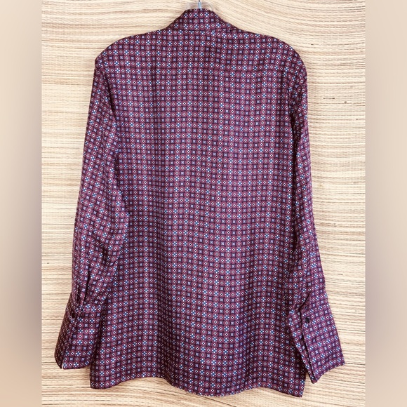 SANDRO Thia Printed 100% Silk-twill Shirt Blouse In Bordeaux Size 4 - Picture 9 of 16